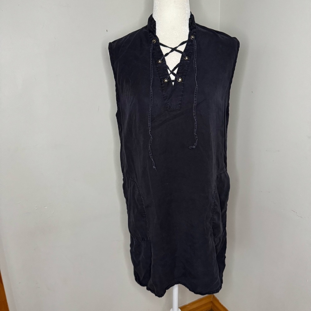 Lacausa Women’s Black Blend Lace Up Sleeveless Dress Size Small